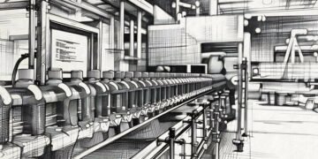 A water bottling machine in a factory as an example of a high value piece of equipment that required asset finance