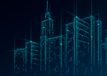 An outline of an electric futuristic smart city
