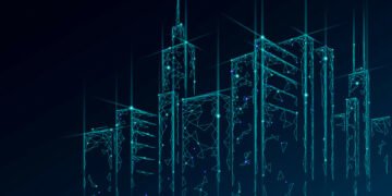 An outline of an electric futuristic smart city
