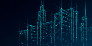 An outline of an electric futuristic smart city