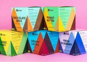 Motion Nutrition product boxes stacked on top of each other