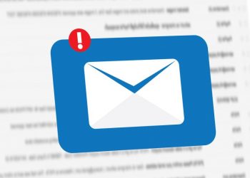 An email symbol above a blurred screen showing email inbox, demonstrating email marketing in practice