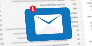 An email symbol above a blurred screen showing email inbox, demonstrating email marketing in practice