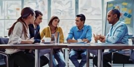 A group of coworker having a meeting and building trust