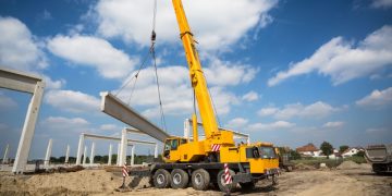 A mobile crane as an example of heavy construction equipment