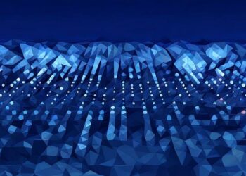 Representation of digital currency using blue dots cascading