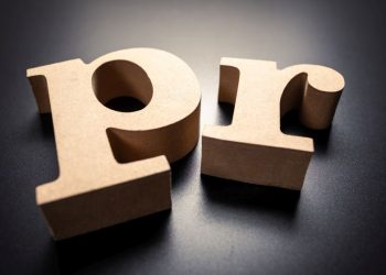 The initials for public relations on 3d