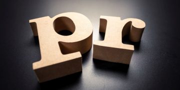 The initials for public relations on 3d