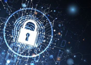 A lock against a data visualisation background