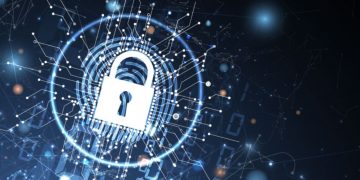 A lock against a data visualisation background