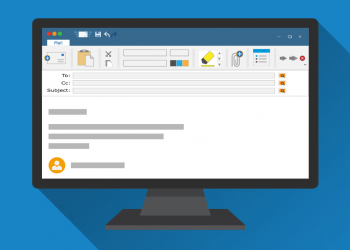 Blank email signature showing on a computer
