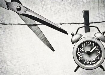 A flimsy thread about to be cut by scissors next to a ticking clock, symbolising how precarious things are for entrepreneurs relief as a tax relief in the short temr