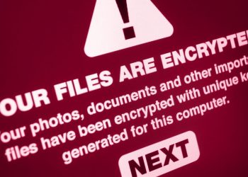 Computer alert screen example of ransomware