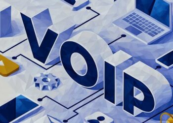 Voice Over IP written next to several digital devices