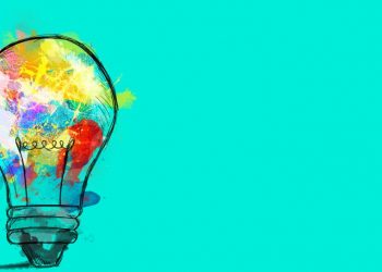 A light bulb with many colours as a symbol for creativity