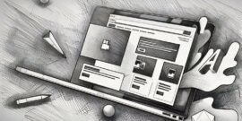 A website exploding out of a laptop as an example of a multimedia website you could buy