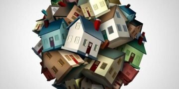 A circle of houses as an example of homes that a landlord would need to get insurance for