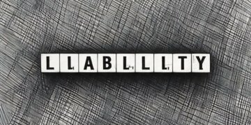 Liability word on a blue background