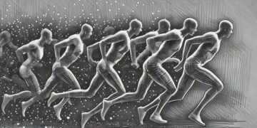 A person running with different silhouettes showing the motion