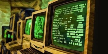 A series of old computers including BBC model 1, with old green code