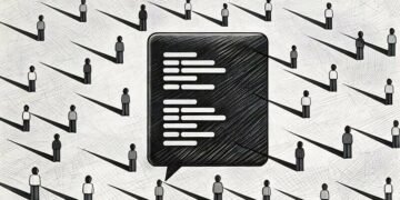 A group of figures contributing to a code base to develop open source software