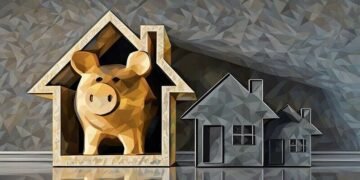 A goiden piggybank in a house model