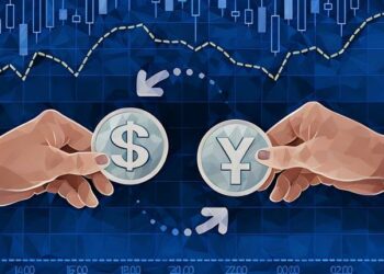 Yen Vs Dollar currency pairing example in human hands against a chart