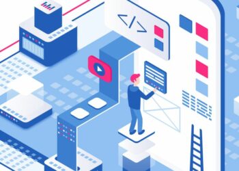 A graphic mock-up of a cartoon man designing visual graphics