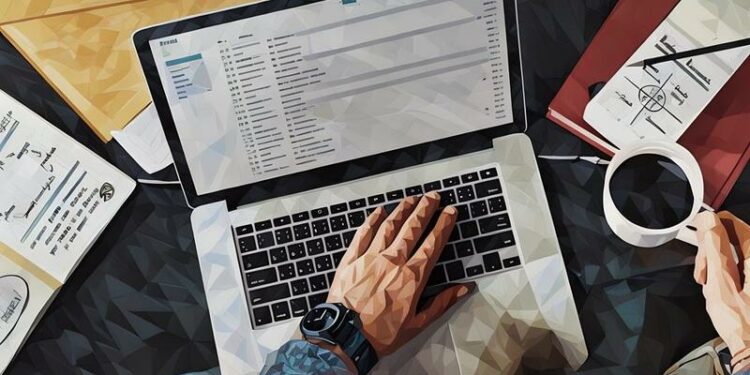 A laptop open with a business person writing an email