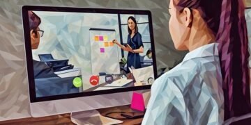 An employee having a remote training session