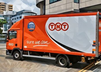 A well known delivery van painted with the company logo demonstrating brand awareness