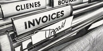 Set of folders containing unpaid invoices