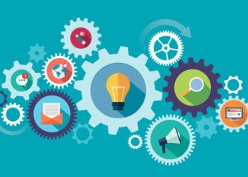 A series of icons representing different functions business software tools can handle