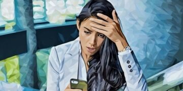 A team member staring at their phone in disbelief realising they've lost a client