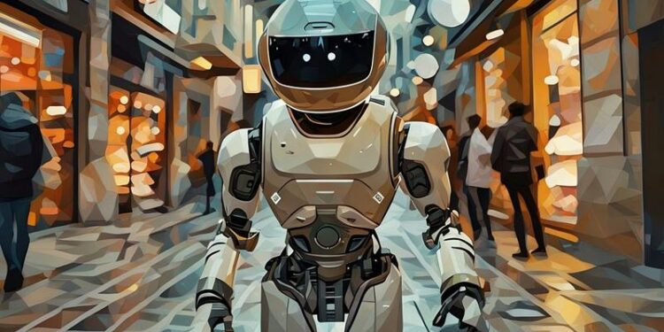 AI-Powered Robot Walking in Street