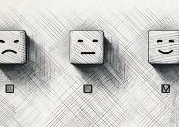 A series of symbols depicting standard customer service feedback icons with the positive smiley face ticked