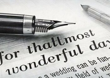 Calligraphy pen next to a wedding invitation as an example of what wedding planners can do