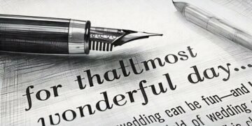 Calligraphy pen next to a wedding invitation as an example of what wedding planners can do