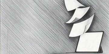 A series of papers flying out of a computer screen