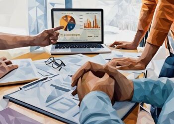 People in a meeting, looking at the computer and making a marketing strategy for their business.