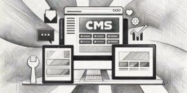 The icon for a content management system shown on a series of computing devices