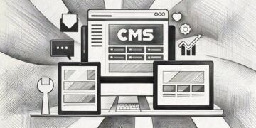 The icon for a content management system shown on a series of computing devices