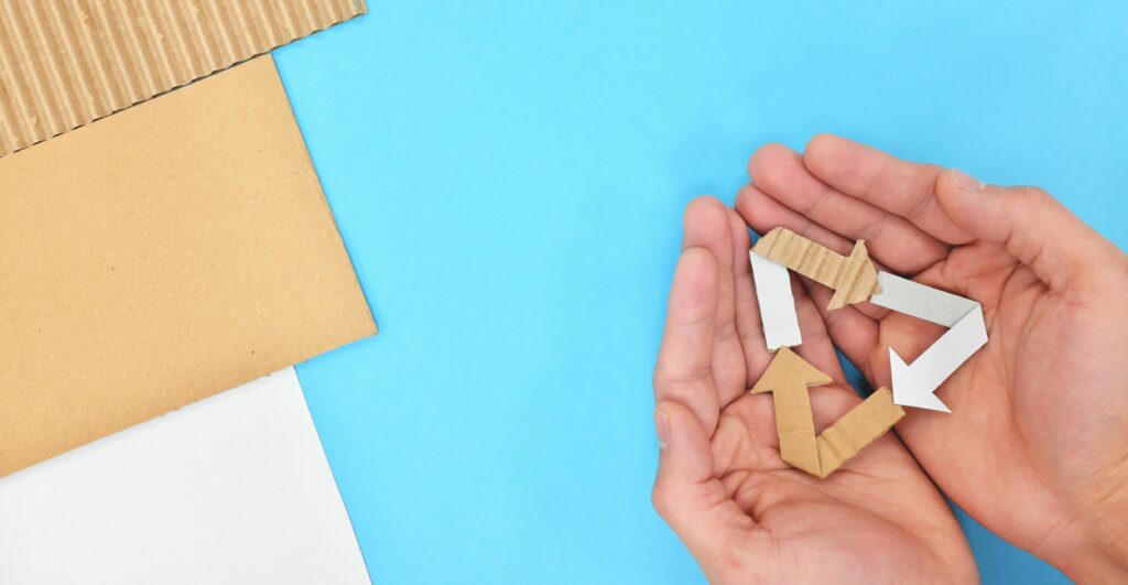 Cardboard being recycked