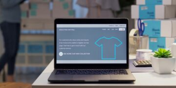 Laptop open in an eCommerce store offline