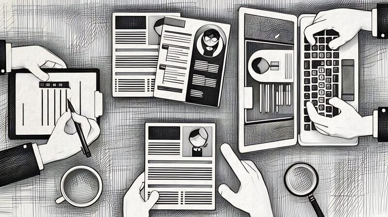 A range of CV's, an online recruitment portal, a recruitment checklist and other methods of recruitment being used by hiring managers
