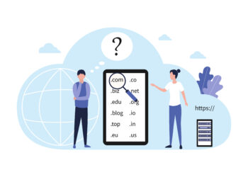 People choosing a domain name on a phone