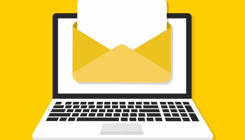 Laptop with email logo