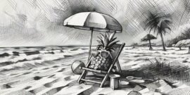 Pineapple chilling beach, no stress