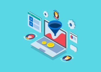 Computer with a funnel leading into it demonstrating processes of getting leads from SEO