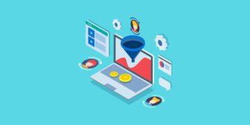 Computer with a funnel leading into it demonstrating processes of getting leads from SEO